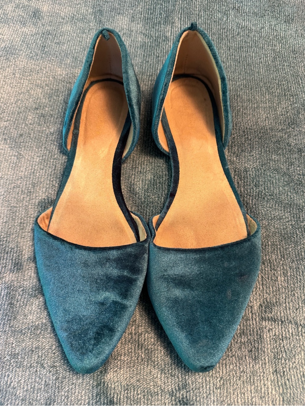 Old Navy Teal Velvet Pointed-Toe Flats